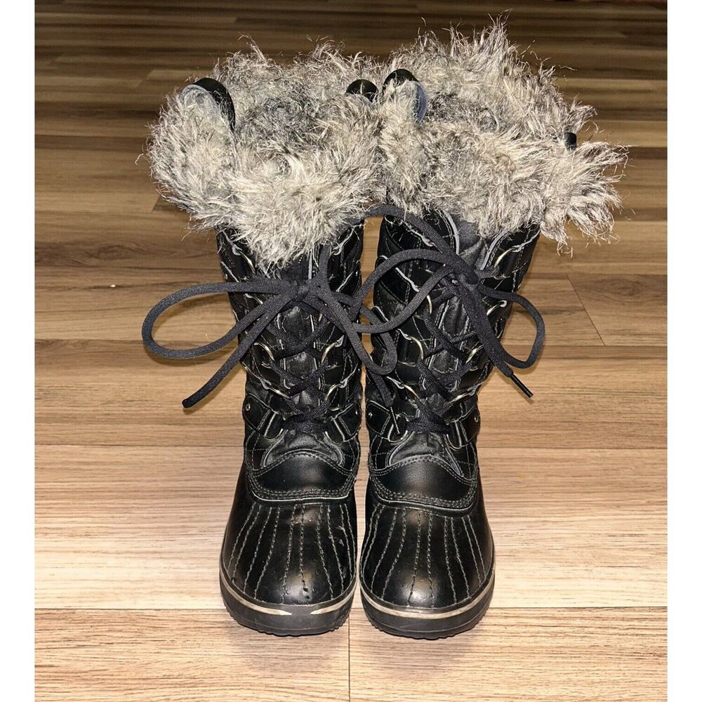 Sorel Women’s 9 Black Tofino II Winter Faux Fur Snow Boots Quilted Waterproof